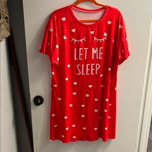 Red 'Let Me Sleep' Heart Print Nightshirt